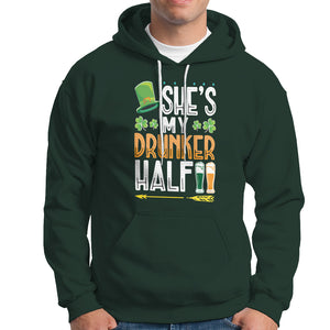 St. Patrick's Day Couple Matching Hoodie She's My Drunker Half TS09 Dark Forest Green Printyourwear