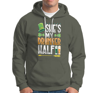 St. Patrick's Day Couple Matching Hoodie She's My Drunker Half TS09 Military Green Printyourwear