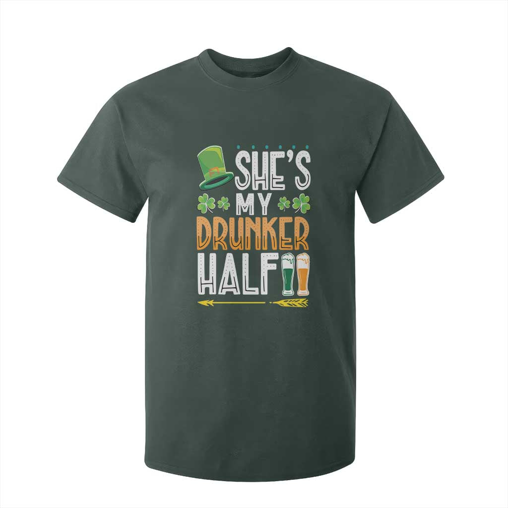 St Patrick's Day Couple Matching T Shirt For Kid She's My Drunker Half TS09 Dark Forest Green Print Your Wear