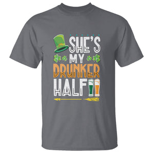 St. Patrick's Day Couple Matching T Shirt She's My Drunker Half TS09 Charcoal Printyourwear