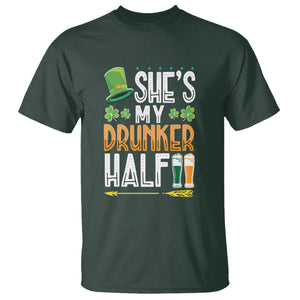 St. Patrick's Day Couple Matching T Shirt She's My Drunker Half TS09 Dark Forest Green Printyourwear