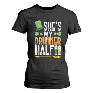 St Patrick's Day Couple Matching T Shirt For Women She's My Drunker Half TS09 Black Print Your Wear