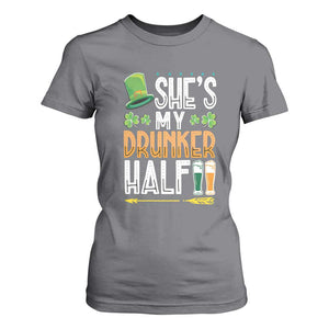 St Patrick's Day Couple Matching T Shirt For Women She's My Drunker Half TS09 Charcoal Print Your Wear