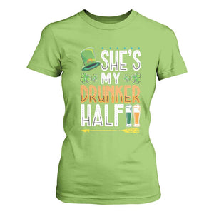 St Patrick's Day Couple Matching T Shirt For Women She's My Drunker Half TS09 Lime Print Your Wear