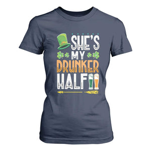 St Patrick's Day Couple Matching T Shirt For Women She's My Drunker Half TS09 Navy Print Your Wear