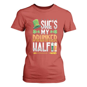 St Patrick's Day Couple Matching T Shirt For Women She's My Drunker Half TS09 Red Print Your Wear