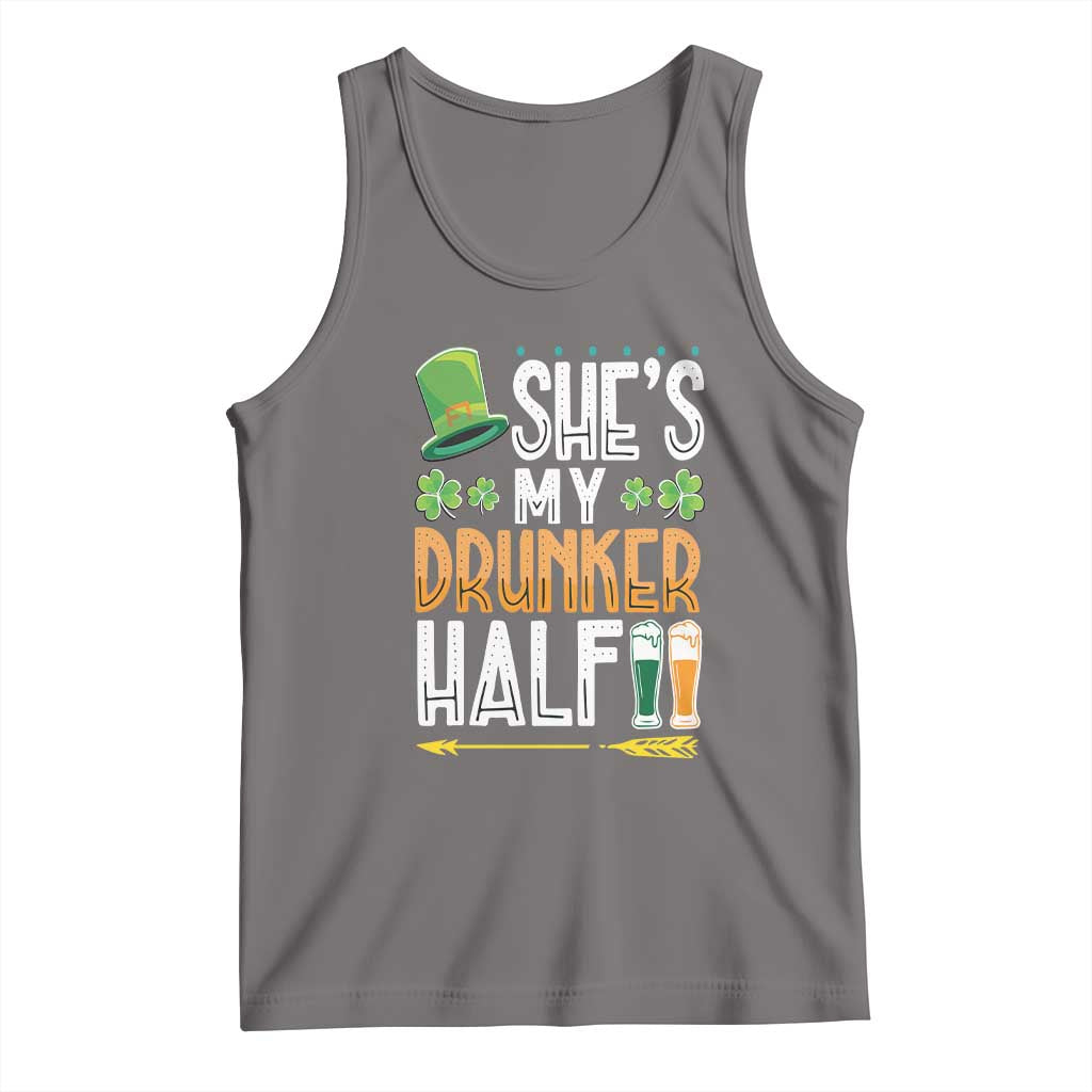 St Patrick's Day Couple Matching Tank Top She's My Drunker Half TS09 Deep Heather Print Your Wear