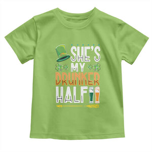 St Patrick's Day Couple Matching Toddler T Shirt She's My Drunker Half TS09 Lime Print Your Wear