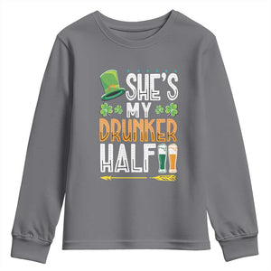 St Patrick's Day Couple Matching Youth Sweatshirt She's My Drunker Half TS09 Charcoal Print Your Wear