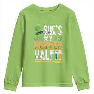 St Patrick's Day Couple Matching Youth Sweatshirt She's My Drunker Half TS09 Lime Print Your Wear