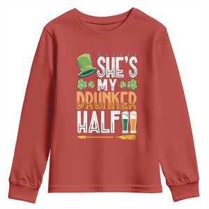 St Patrick's Day Couple Matching Youth Sweatshirt She's My Drunker Half TS09 Red Print Your Wear