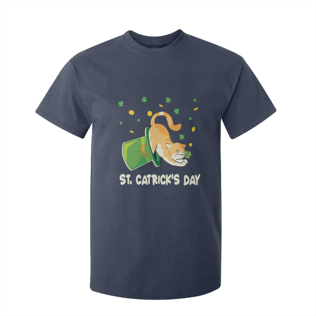 St Patrick's Day T Shirt For Kid Happy St.Catrick's Lucky Cat Shamrock Hat TS09 Navy Print Your Wear