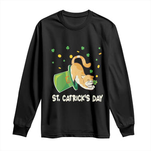 St Patrick's Day Long Sleeve Shirt Happy St.Catrick's Lucky Cat Shamrock Hat TS09 Black Print Your Wear