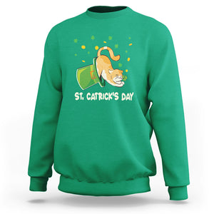 Happy Patrick's Day Cat Lover Sweatshirt St.Catrick's Lucky Cat Shamrock Hat TS09 Irish Green Printyourwear