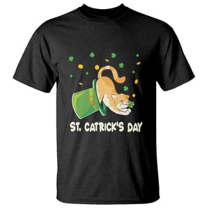 Happy Patrick's Day Cat Lover T Shirt St.Catrick's Lucky Cat Shamrock Hat TS09 Black Printyourwear