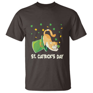 Happy Patrick's Day Cat Lover T Shirt St.Catrick's Lucky Cat Shamrock Hat TS09 Dark Chocolate Printyourwear