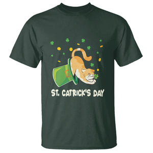 Happy Patrick's Day Cat Lover T Shirt St.Catrick's Lucky Cat Shamrock Hat TS09 Dark Forest Green Printyourwear