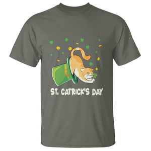 Happy Patrick's Day Cat Lover T Shirt St.Catrick's Lucky Cat Shamrock Hat TS09 Military Green Printyourwear