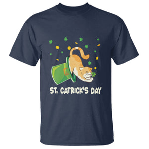 Happy Patrick's Day Cat Lover T Shirt St.Catrick's Lucky Cat Shamrock Hat TS09 Navy Printyourwear