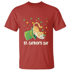 Happy Patrick's Day Cat Lover T Shirt St.Catrick's Lucky Cat Shamrock Hat TS09 Red Printyourwear