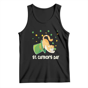 St Patrick's Day Tank Top Happy St.Catrick's Lucky Cat Shamrock Hat TS09 Black Print Your Wear