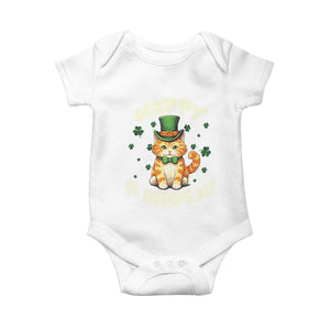 St Patrick's Day Baby Onesie Happy St.Catrick's Lucky Cat Shamrock Cute Kitty TS09 White Print Your Wear
