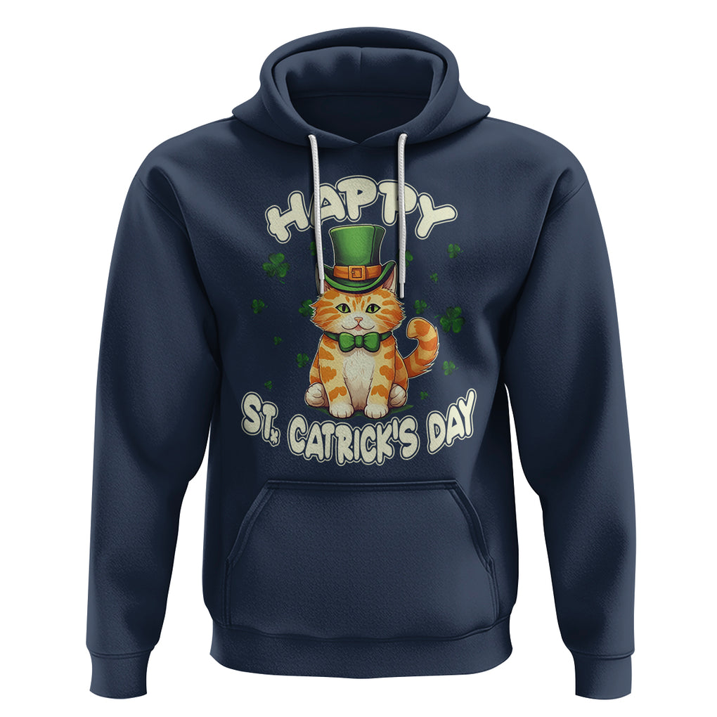 St.Patrick's Day Cat Lover Hoodie Happy St.Catrick's Lucky Cat Shamrock Cute Kitty TS09 Navy Printyourwear