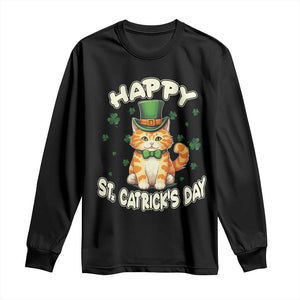 St Patrick's Day Long Sleeve Shirt Happy St.Catrick's Lucky Cat Shamrock Cute Kitty TS09 Black Print Your Wear