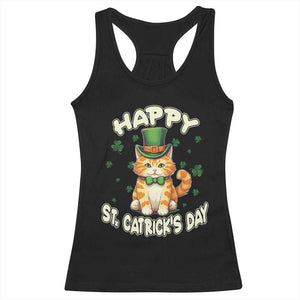 St Patrick's Day Racerback Tank Top Happy St.Catrick's Lucky Cat Shamrock Cute Kitty TS09 Black Print Your Wear