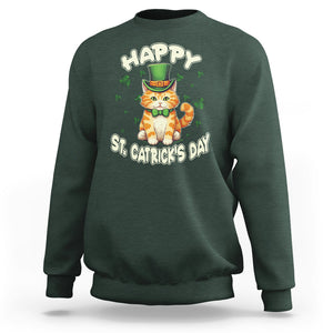 St.Patrick's Day Cat Lover Sweatshirt Happy St.Catrick's Lucky Cat Shamrock Cute Kitty TS09 Dark Forest Green Printyourwear