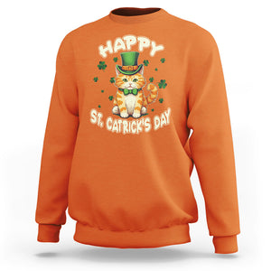 St.Patrick's Day Cat Lover Sweatshirt Happy St.Catrick's Lucky Cat Shamrock Cute Kitty TS09 Orange Printyourwear