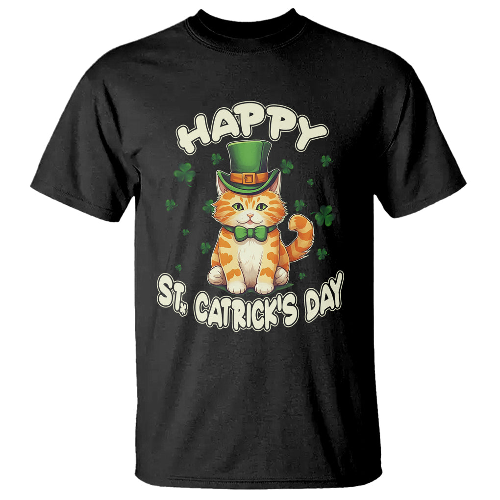 St.Patrick's Day Cat Lover T Shirt Happy St.Catrick's Lucky Cat Shamrock Cute Kitty TS09 Black Printyourwear