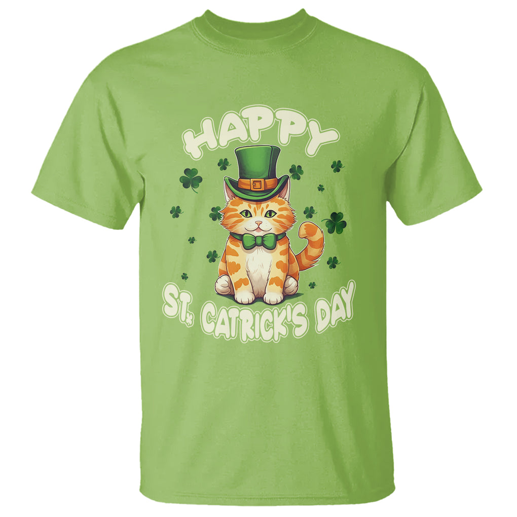 St.Patrick's Day Cat Lover T Shirt Happy St.Catrick's Lucky Cat Shamrock Cute Kitty TS09 Lime Printyourwear