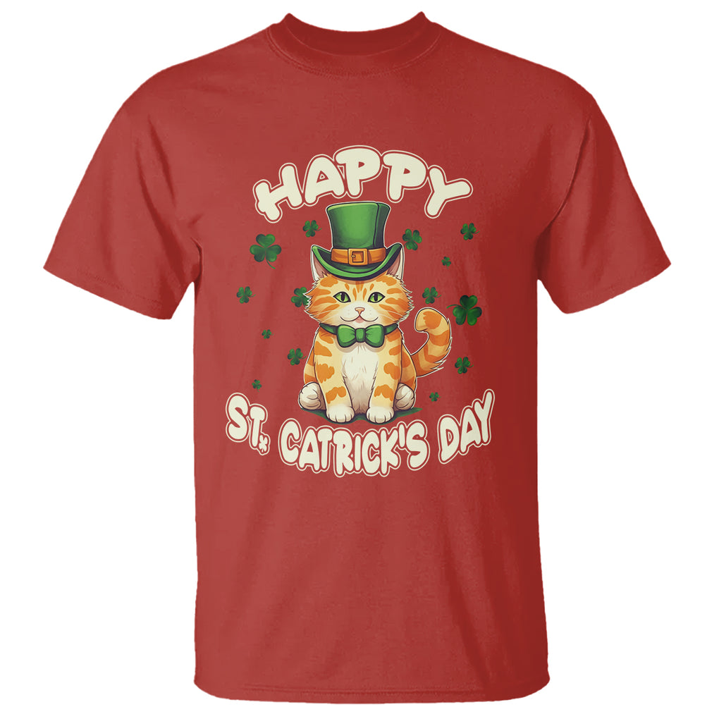 St.Patrick's Day Cat Lover T Shirt Happy St.Catrick's Lucky Cat Shamrock Cute Kitty TS09 Red Printyourwear