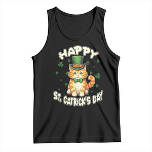 St Patrick's Day Tank Top Happy St.Catrick's Lucky Cat Shamrock Cute Kitty TS09 Black Print Your Wear