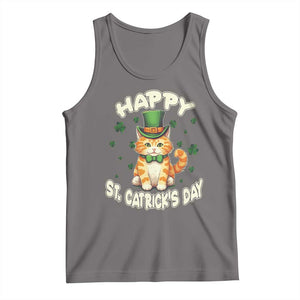 St Patrick's Day Tank Top Happy St.Catrick's Lucky Cat Shamrock Cute Kitty TS09 Deep Heather Print Your Wear