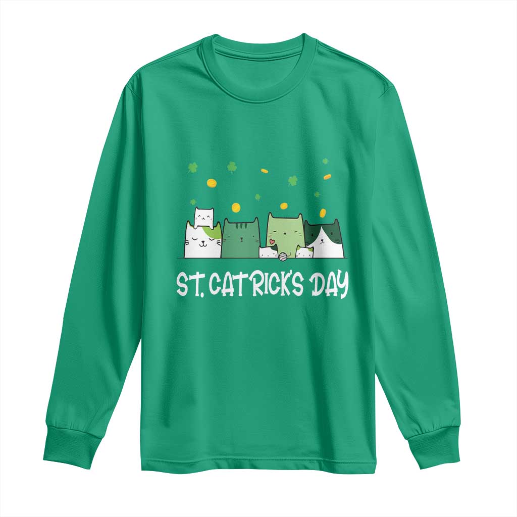 St Patrick's Day Cat Lover Long Sleeve Shirt Happy St.Catrick's Lucky Family Cats Shamrock TS09 Irish Green Print Your Wear