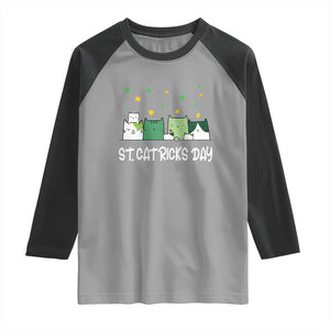 St Patrick's Day Cat Lover Raglan Shirt Happy St.Catrick's Lucky Family Cats Shamrock TS09 Sport Gray Black Print Your Wear