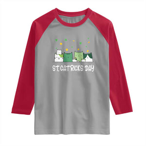 St Patrick's Day Cat Lover Raglan Shirt Happy St.Catrick's Lucky Family Cats Shamrock TS09 Sport Gray Red Print Your Wear