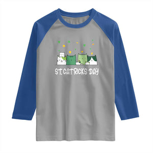 St Patrick's Day Cat Lover Raglan Shirt Happy St.Catrick's Lucky Family Cats Shamrock TS09 Sport Gray Royal Print Your Wear