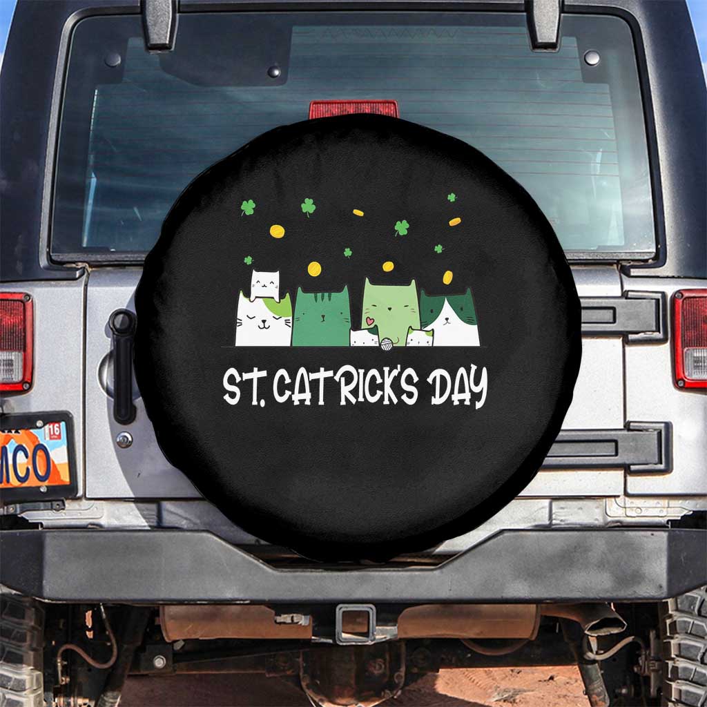 St Patrick's Day Cat Lover Spare Tire Cover Happy St.Catrick's Lucky Family Cats Shamrock TS09 No hole Black Print Your Wear