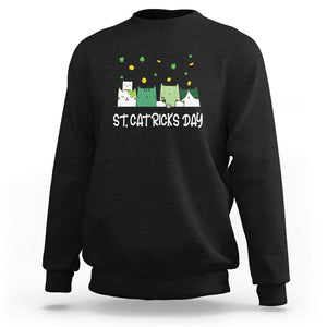 St. Patrick's Day Cat Lover Sweatshirt Happy St.Catrick's Lucky Family Cats Shamrock TS09 Black Printyourwear