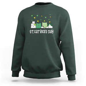 St. Patrick's Day Cat Lover Sweatshirt Happy St.Catrick's Lucky Family Cats Shamrock TS09 Dark Forest Green Printyourwear