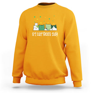 St. Patrick's Day Cat Lover Sweatshirt Happy St.Catrick's Lucky Family Cats Shamrock TS09 Gold Printyourwear