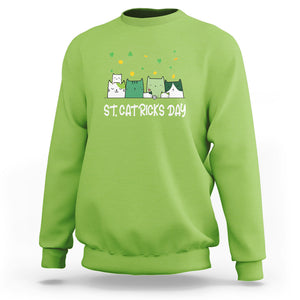 St. Patrick's Day Cat Lover Sweatshirt Happy St.Catrick's Lucky Family Cats Shamrock TS09 Lime Printyourwear