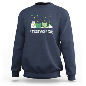 St. Patrick's Day Cat Lover Sweatshirt Happy St.Catrick's Lucky Family Cats Shamrock TS09 Navy Printyourwear