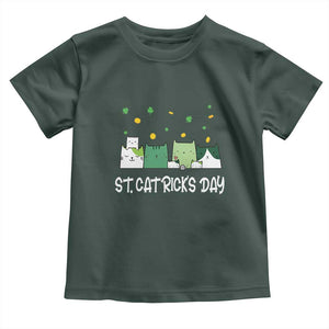 St Patrick's Day Cat Lover Toddler T Shirt Happy St.Catrick's Lucky Family Cats Shamrock TS09 Dark Forest Green Print Your Wear