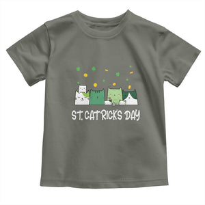 St Patrick's Day Cat Lover Toddler T Shirt Happy St.Catrick's Lucky Family Cats Shamrock TS09 Military Green Print Your Wear