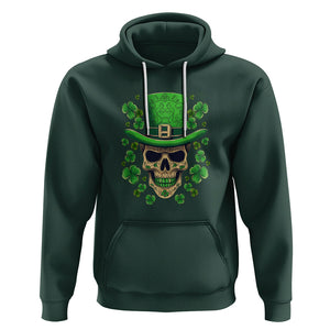 St. Patrick's Day Hoodie Irish Sugar Skull Lucky Hat Shamrocks TS09 Dark Forest Green Printyourwear