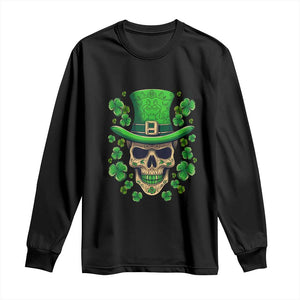 St Patrick's Day Long Sleeve Shirt Irish Sugar Skull Lucky Shamrocks Hat TS09 Black Print Your Wear